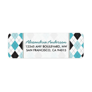 Rückgabeadresse für Designer-Raute (aqua/schwarz)