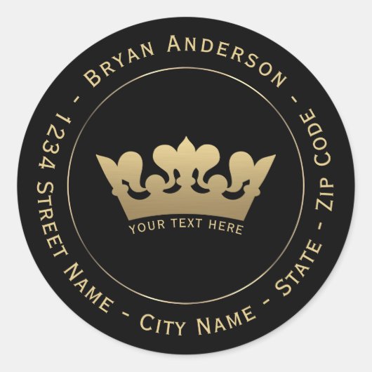 Rückgabeadresse für Gold Crown Runder Aufkleber (Vorderseite)