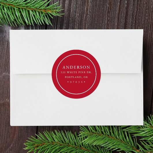 Rückgabeadresse für moderne rote Rahmen Runder Aufkleber