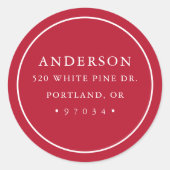 Rückgabeadresse für moderne rote Rahmen Runder Aufkleber (Vorderseite)