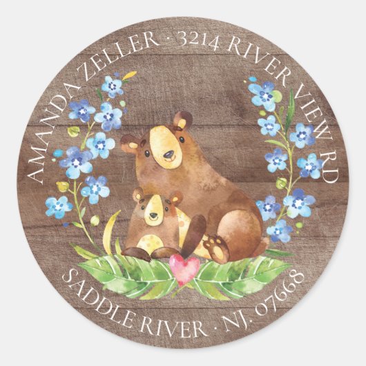 Rückgabeadresse für niedliche Bärendusche Runder Aufkleber (Vorderseite)