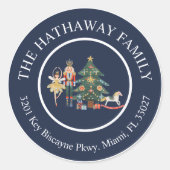 Rückgabeadresse für Nutcracker Holiday Wappen Runder Aufkleber (Vorderseite)