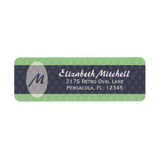 Rückgabeadresse für Retro Ovals Monogramm - Moos (Vorne)