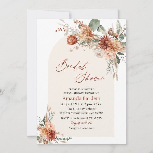 Rückgang der Blume der Liebe Wasserfarbiges Brautp Einladung (Vorderseite)