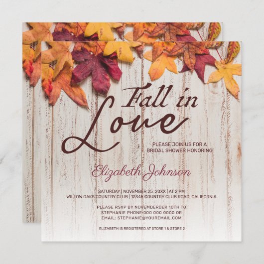 Rückgang der Brautparty-Liebe-Holzfall-Blätter (Vorne/Hinten)