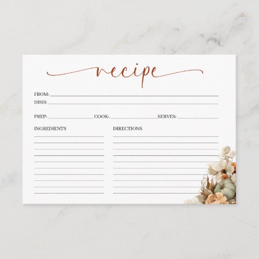 Rückgang der Brautparty-Rezept-Karte in Liebe Begleitkarte (Vorderseite)