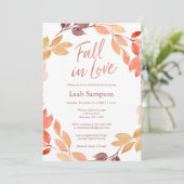 Rückgang der Liebe Aquarell-Blätter Brautparty Einladung (Stehend Vorderseite)