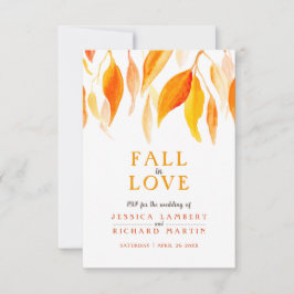 Rückgang der Liebe Aquarellorange-rote Hochzeit im RSVP Karte