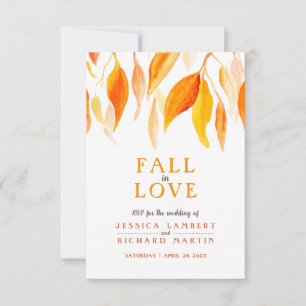 Rückgang der Liebe Aquarellorange-rote Hochzeit im RSVP Karte