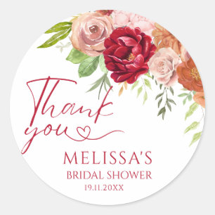 Rückgang der Liebe Blume Brautparty danke Runder Aufkleber