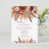 Rückgang der Liebe Blume Pampas Gras Brautparty Einladung (Stehend Vorderseite)