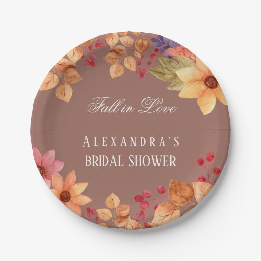 Rückgang der Liebe Blumenherbst Brautparty Pappteller (Vorderseite)