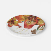 Rückgang der Liebe Blumenorgel Lilien & Blätter He Pappteller (Schrägansicht)