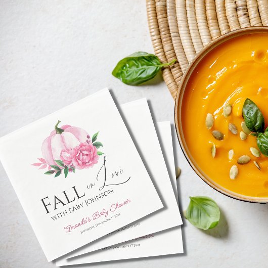 Rückgang der Liebe Blush Pink Pumpkin Rustikale Ki Serviette