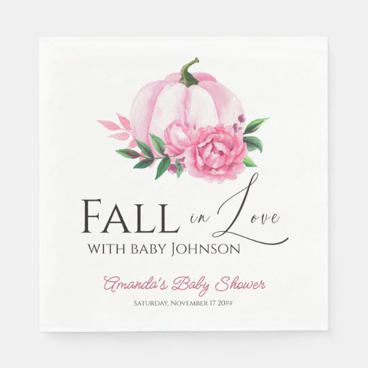 Rückgang der Liebe Blush Pink Pumpkin Rustikale Ki Serviette (Vorderseite)