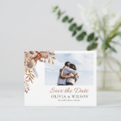Rückgang der Liebe | Boho Blume Foto Save the Date Postkarte (Stehend Vorderseite)