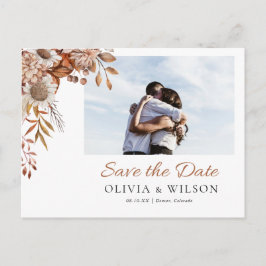 Rückgang der Liebe | Boho Blume Foto Save the Date Postkarte