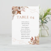 Rückgang der Liebe | Boho Blume Hochzeit Tischnumm Einladung (Stehend Vorderseite)
