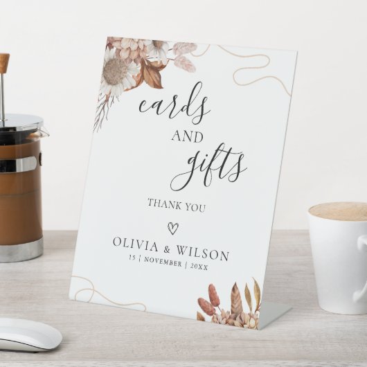 Rückgang der Liebe | Boho Blume Karten und Geschen Sockelschild (In SItu)