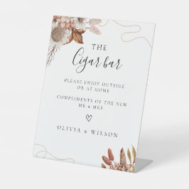 Rückgang der Liebe | Boho Blume Wedding Cigar Bar  Sockelschild