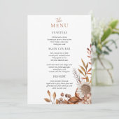 Rückgang der Liebe | Boho Blume Wedding Menu Menükarte (Stehend Vorderseite)