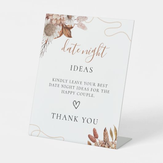 Rückgang der Liebe | Boho Date Night Brautparty Ga Sockelschild (Vorderseite)