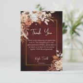 Rückgang der Liebe boho getrocknete braune Rose Br Dankeskarte (Stehend Vorderseite)