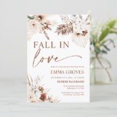 Rückgang der Liebe Boho Pampas Brautparty Einladung (Stehend Vorderseite)