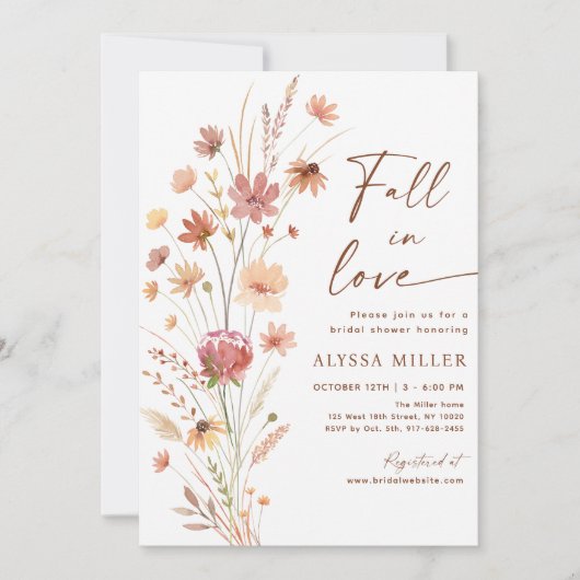 Rückgang der Liebe Boho Wildblume Brautparty Einladung (Vorderseite)