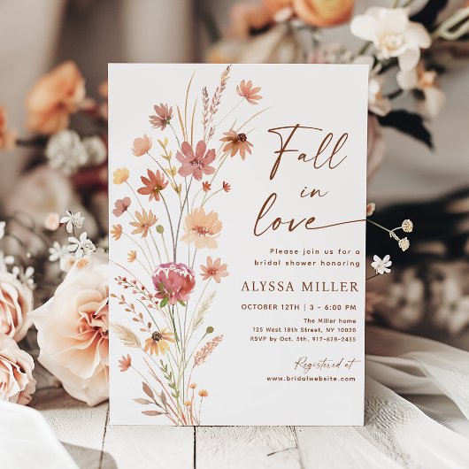 Rückgang der Liebe Boho Wildblume Brautparty Einladung