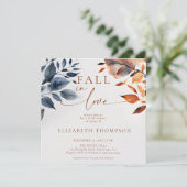 Rückgang der Liebe Botanical Duo Blätter Brautpart Einladung (Stehend Vorderseite)