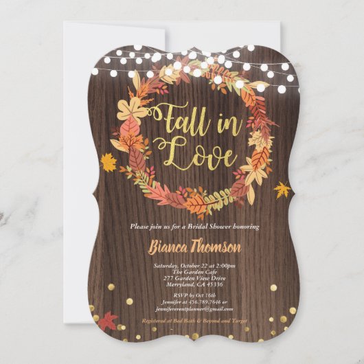 Rückgang der Liebe Brautparty Herbstbrand rustikal Einladung (Vorderseite)