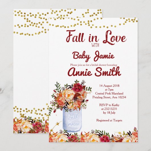 Rückgang der Liebe Bridal Dusche Einladung (Vorne/Hinten)