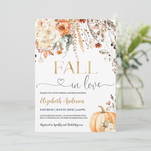 Rückgang der Liebe Bridal Dusche Einladung Editabl (Stehend Vorderseite)