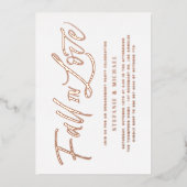 Rückgang der Liebe Buchstaben Rose Gold Engagement Folieneinladung (Vorderseite)