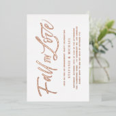 Rückgang der Liebe Buchstaben Rose Gold Engagement Folieneinladung (Stehend vorne)