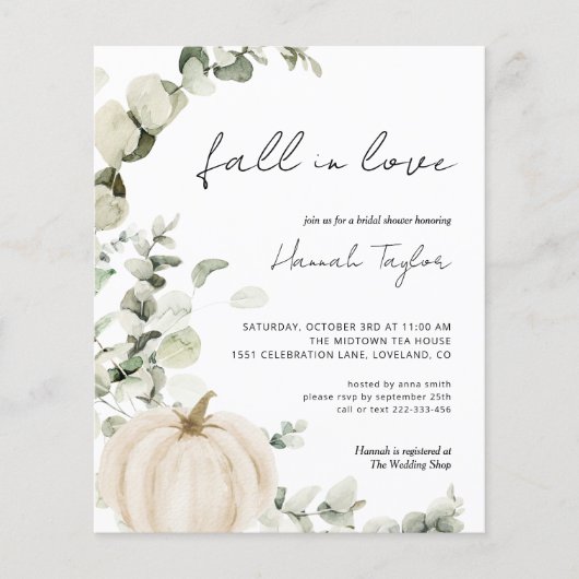 Rückgang der Liebe Budget Bridal Dusche Einladung (Vorderseite)