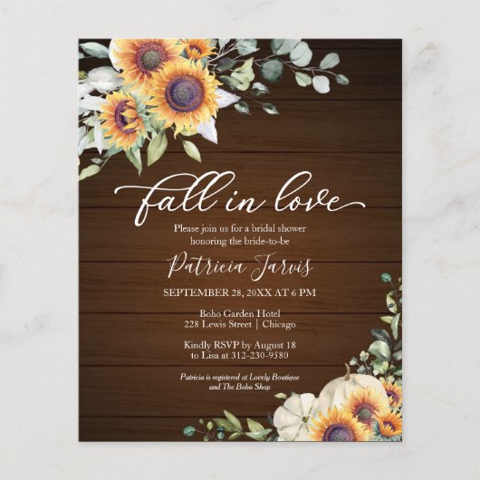 Rückgang der Liebe Budget Fall Bridal Dusche Einla (Vorderseite)