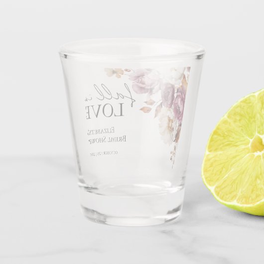 Rückgang der Liebe Burgund Blumenzwiebeln Brautpar Schnapsglas (Rückseite)