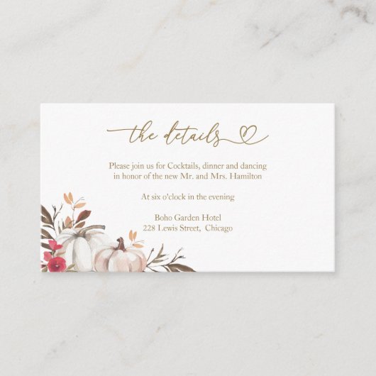 Rückgang der Liebe Burgund-Hochzeitdetails Begleitkarte (Vorderseite)