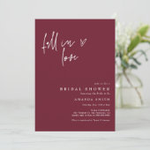 Rückgang der Liebe Burgund Minimalistisches Brautp Einladung (Stehend Vorderseite)
