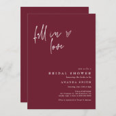 Rückgang der Liebe Burgund Minimalistisches Brautp Einladung (Vorne/Hinten)