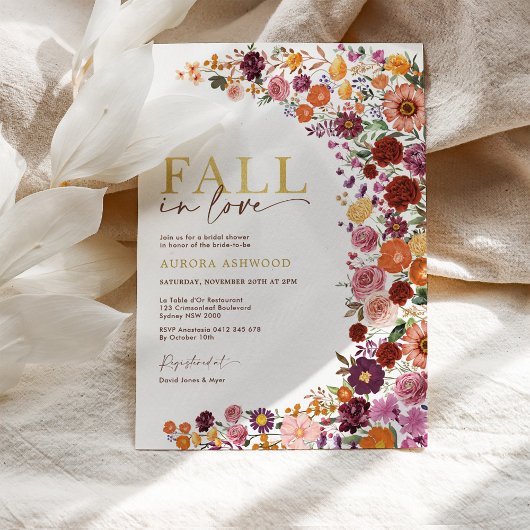 Rückgang der Liebe Burgund Orange Brautparty Einladung