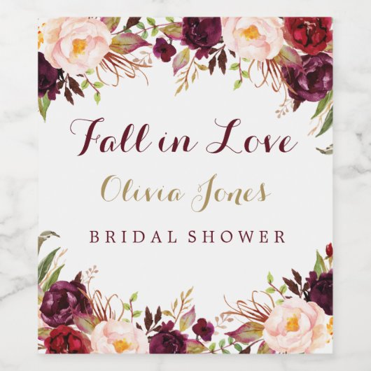 Rückgang der Liebe Burgundy Blumenbezeichnungen Br Weinetikett (Einzelnes Label)