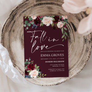 Rückgang der Liebe Burgundy Bridal Dusche Einladun Einladung