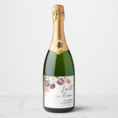 Rückgang der Liebe | Burgundy Floral Wedding Schaumweinetikett (Vorderseite)