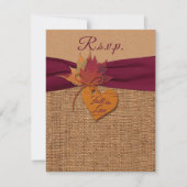 Rückgang der Liebe Burlap, Blätter Hochzeit RSVP m (Vorderseite)