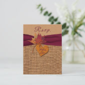 Rückgang der Liebe Burlap, Blätter Hochzeit RSVP m (Stehend Vorderseite)