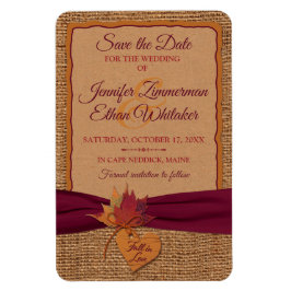 Rückgang der Liebe Burlap, Blätter Save the Date ( Magnet