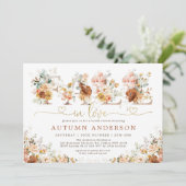 Rückgang der Liebe Burnt Orange Brautparty Einladung (Stehend Vorderseite)